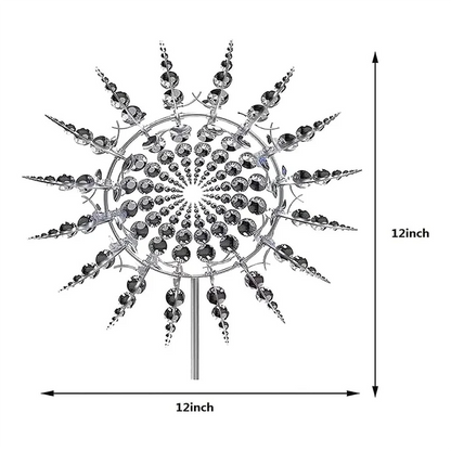 Metalowa ozdoba ogrodowa – obrotowy wiatrak 3D z efektem lustrzanym