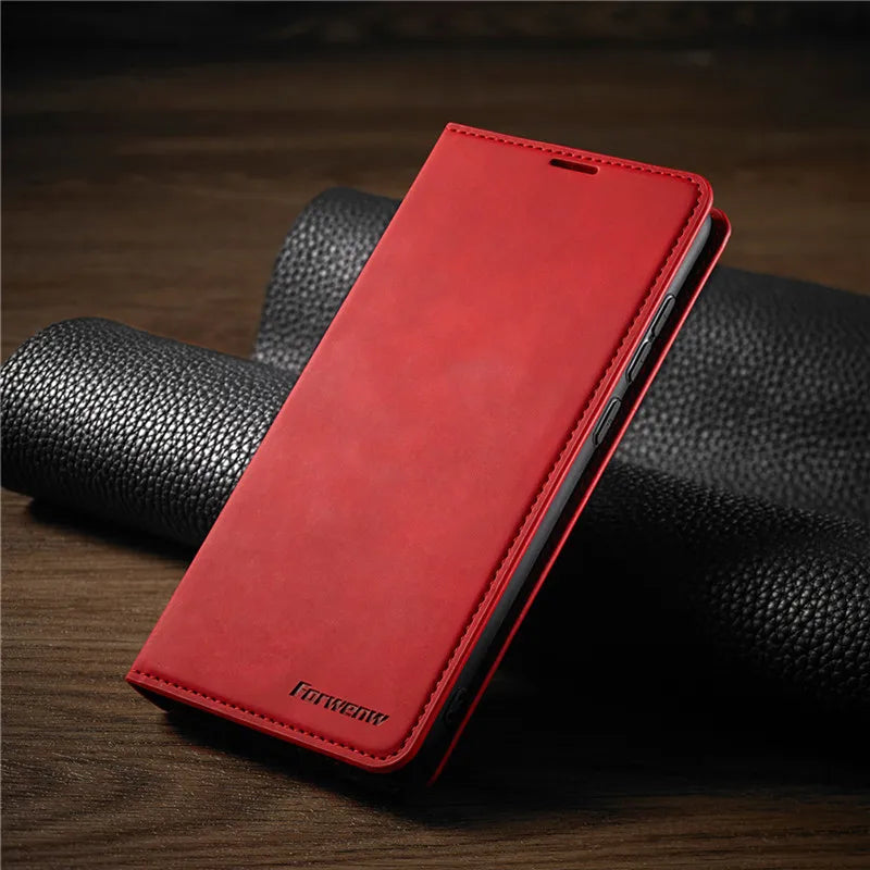 Etui skórzane portfel do Iphone – case z klapką i miejscem na karty, magnetyczne zamknięcie