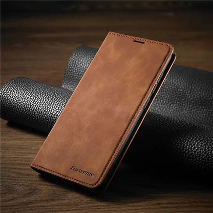 Etui skórzane portfel do Iphone – case z klapką i miejscem na karty, magnetyczne zamknięcie