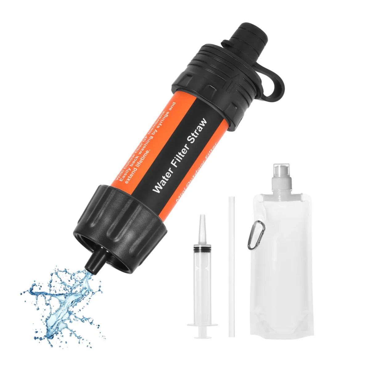 Filtr do wody typu słomka z zestawem – survival, camping, turystyka