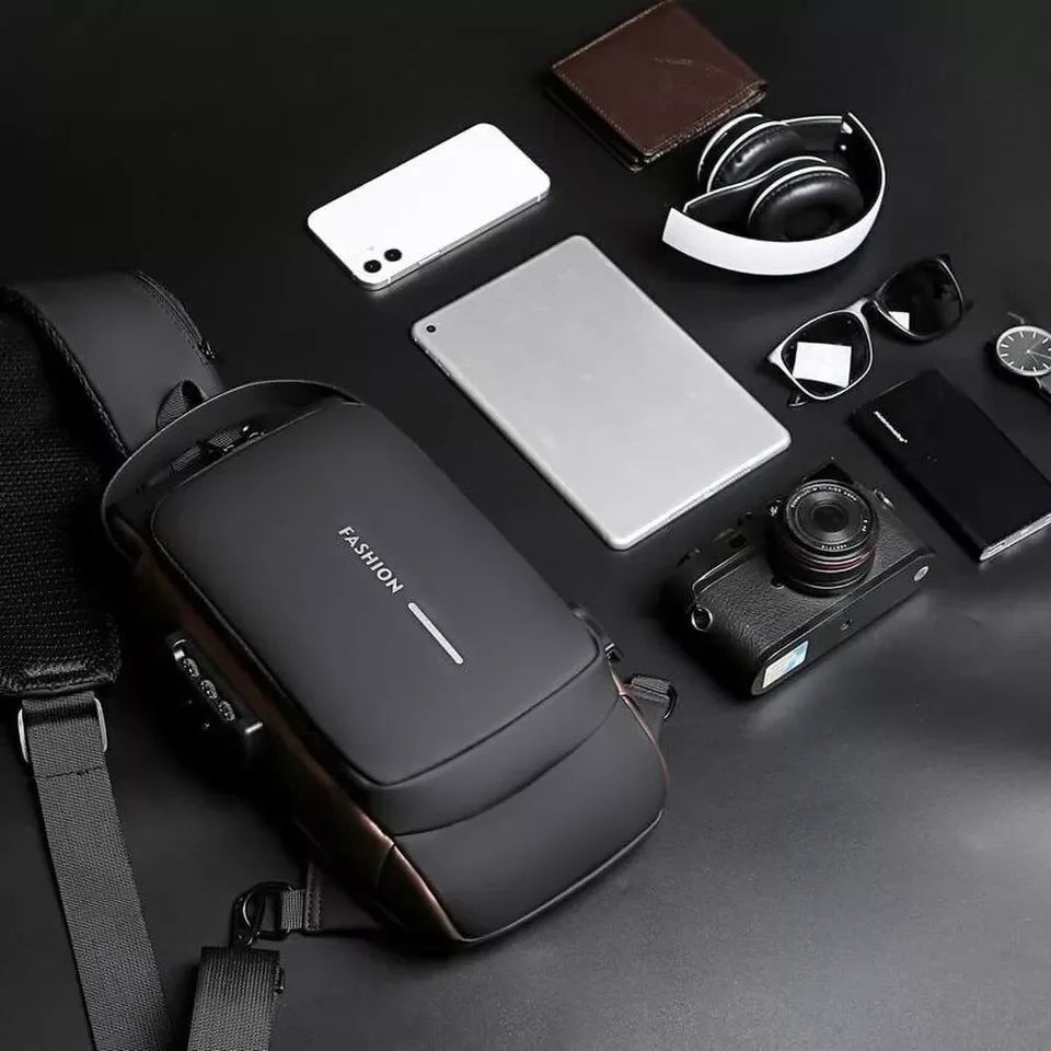 Torba na ramię antykradzieżowa z USB – wodoodporna saszetka z portem ładowania