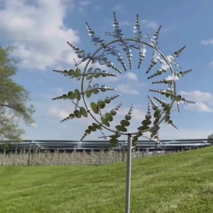 Metalowa ozdoba ogrodowa – obrotowy wiatrak 3D z efektem lustrzanym