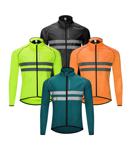 Męska kurtka rowerowa przeciwdeszczowa VentureStore z odblaskami i kapturem – wodoodporna, lekka, wiatrówka