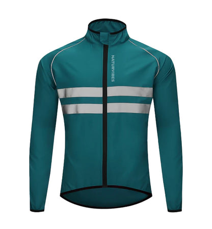 Męska kurtka rowerowa przeciwdeszczowa VentureStore z odblaskami i kapturem – wodoodporna, lekka, wiatrówka