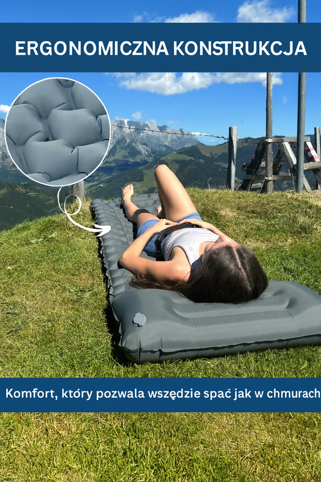 Materac turystyczny dmuchany z pompką nożną – ultralekki, kompaktowy, ergonomiczny