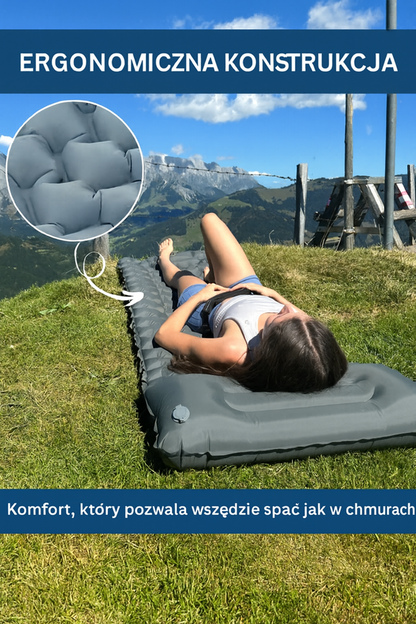 Materac turystyczny dmuchany z pompką nożną – ultralekki, kompaktowy, ergonomiczny