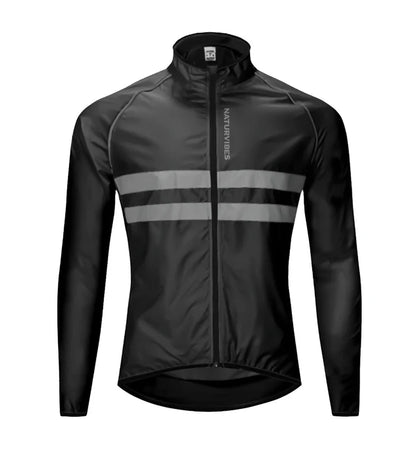 Męska kurtka rowerowa przeciwdeszczowa VentureStore z odblaskami i kapturem – wodoodporna, lekka, wiatrówka