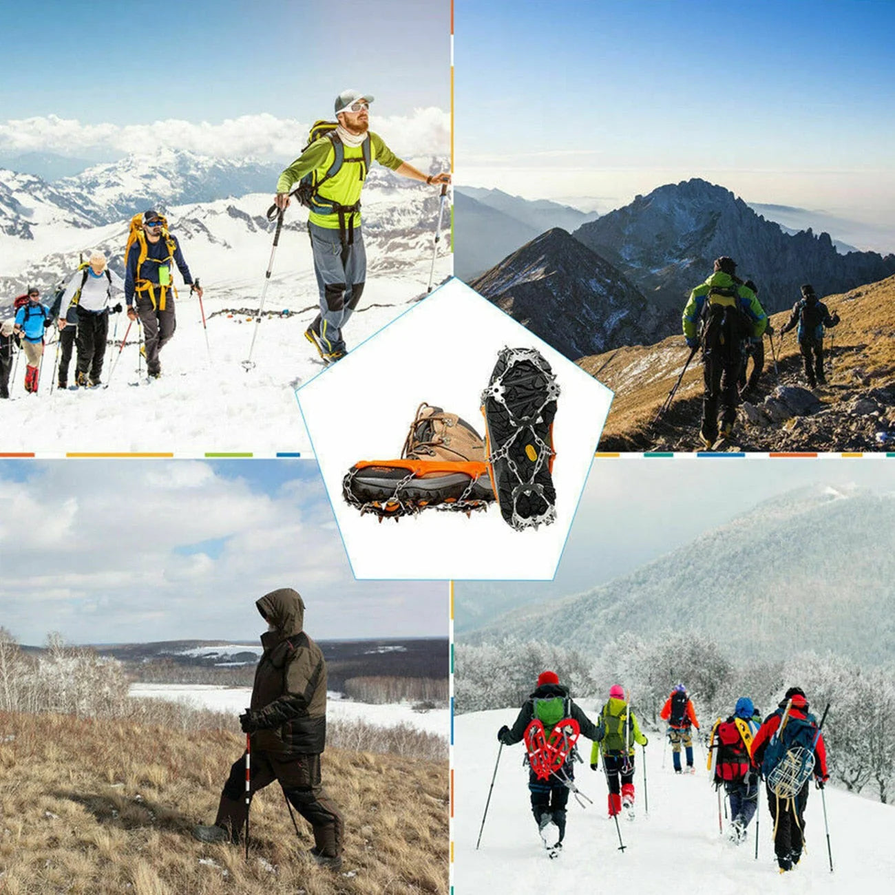 Raczki turystyczne na buty z kolcami – antypoślizgowe, na lód i śnieg, z pokrowcem
